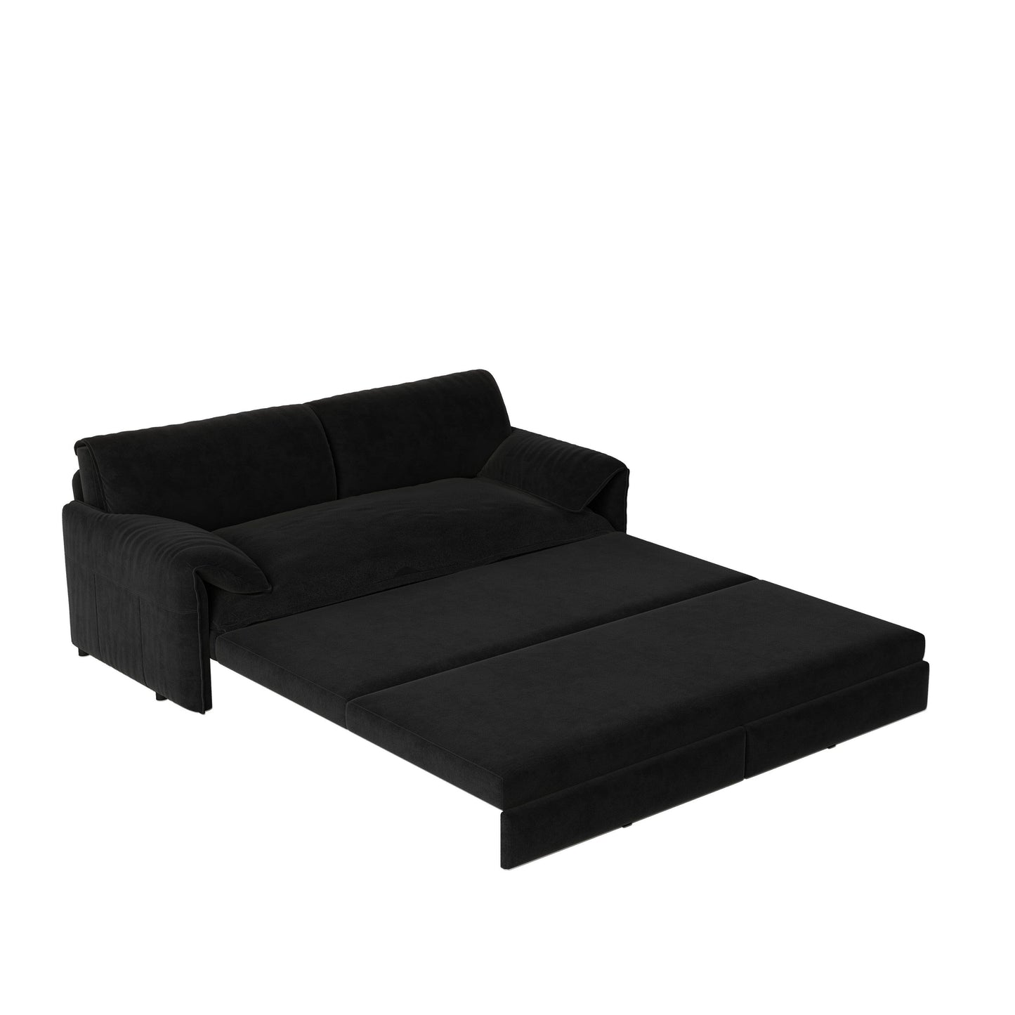 Canapé-lit gigogne Queen 66 pouces, canapé-lit convertible 3 en 1 avec rangement latéral, causeuse-lit multifonction en velours