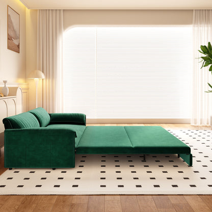 Canapé-lit gigogne Queen 66 pouces, canapé-lit convertible 3 en 1 avec rangement latéral, causeuse-lit multifonction en velours