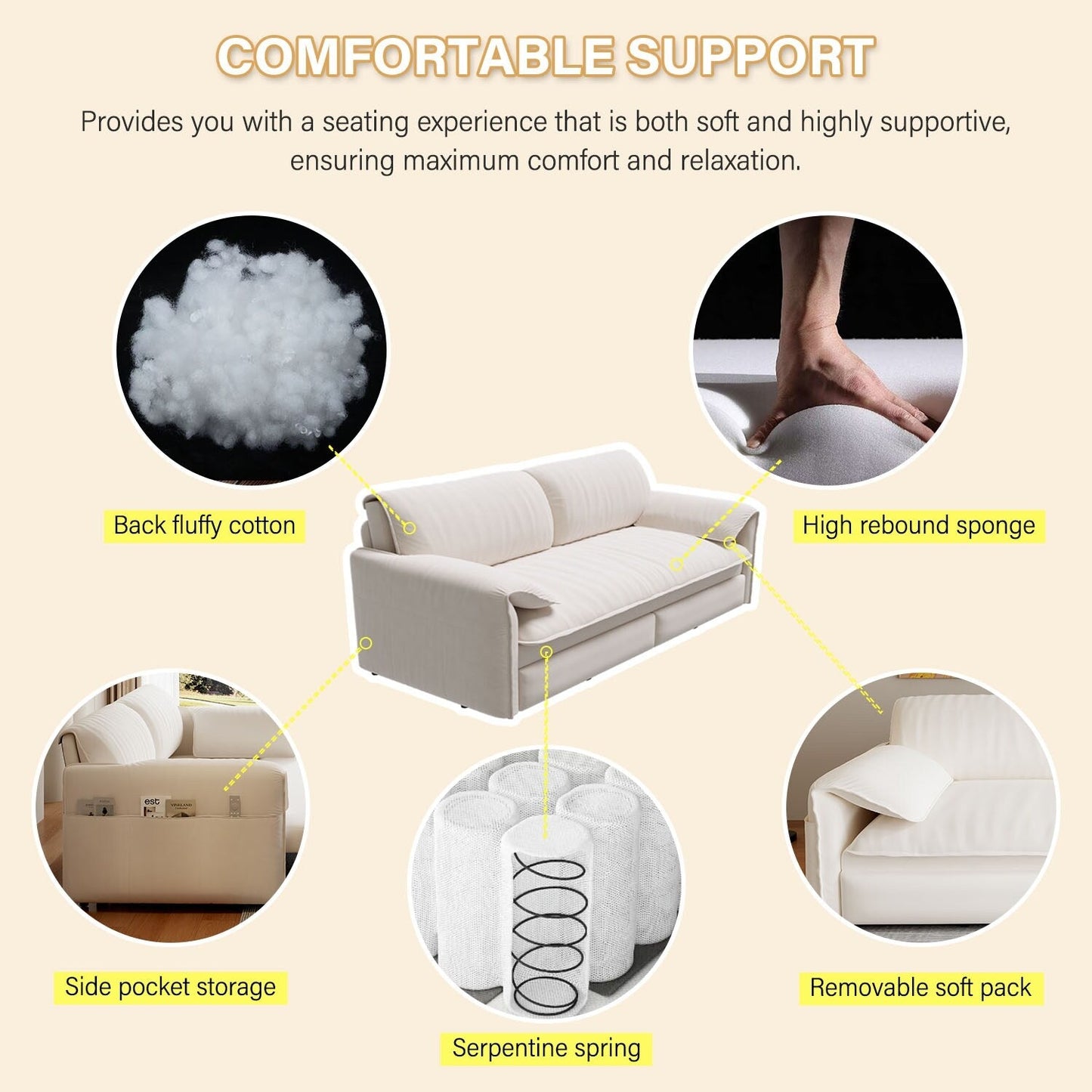 Canapé-lit gigogne Queen 66 pouces, canapé-lit convertible 3 en 1 avec rangement latéral, causeuse-lit multifonction en velours