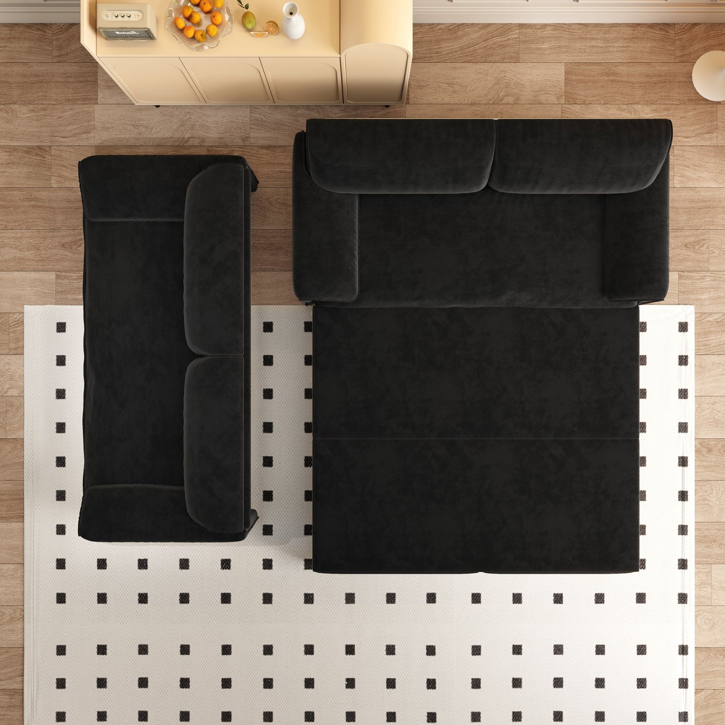 Canapé-lit gigogne Queen 66 pouces, canapé-lit convertible 3 en 1 avec rangement latéral, causeuse-lit multifonction en velours