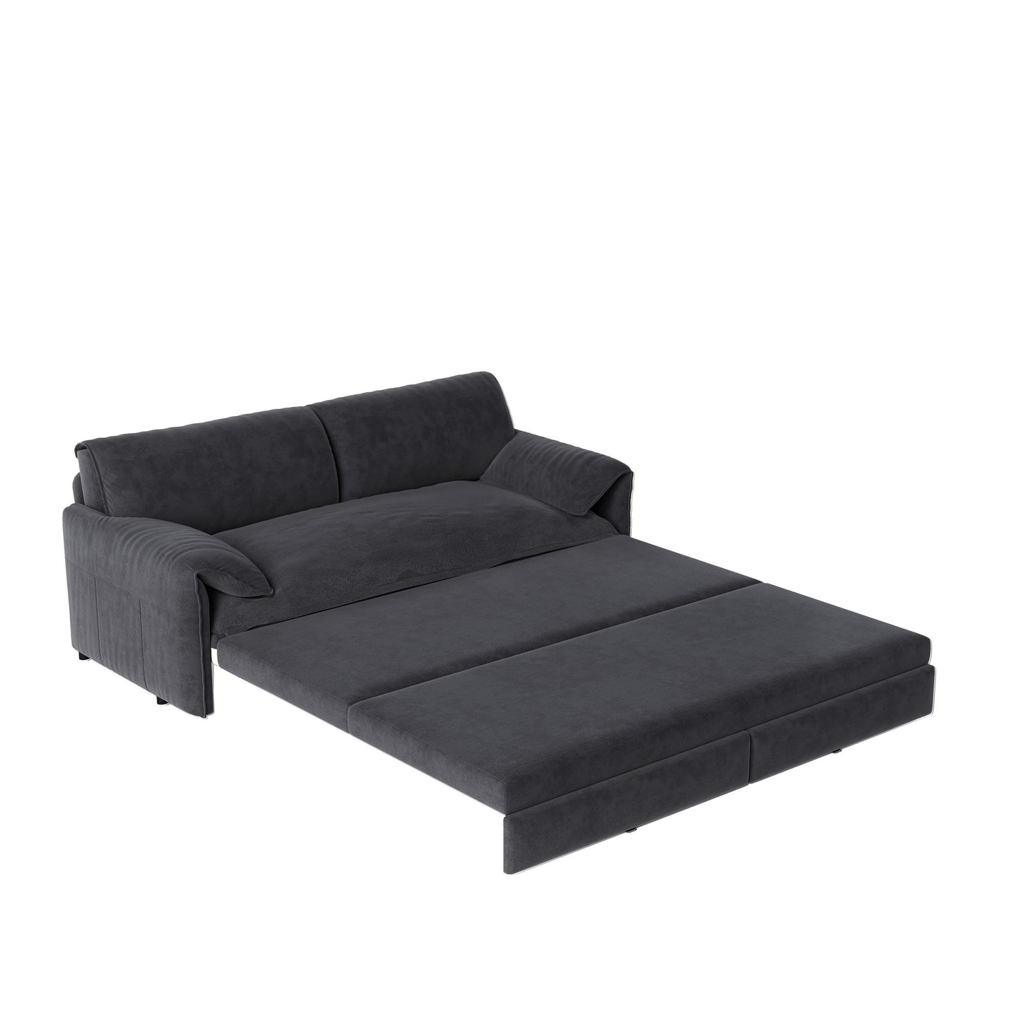 Canapé-lit gigogne Queen 66 pouces, canapé-lit convertible 3 en 1 avec rangement latéral, causeuse-lit multifonction en velours