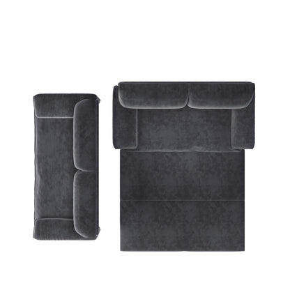 Canapé-lit 2 places en velours avec rangement latéral pour salon et appartement