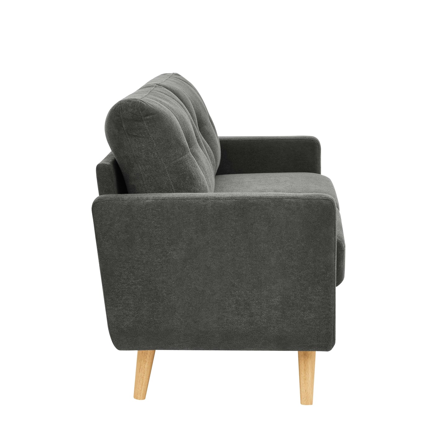 Causeuse capitonnée style milieu de siècle avec pieds en bois - 29,5 po x 67,7 po x 34,6 po