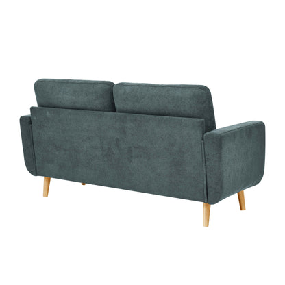 Causeuse capitonnée style milieu de siècle avec pieds en bois - 29,5 po x 67,7 po x 34,6 po