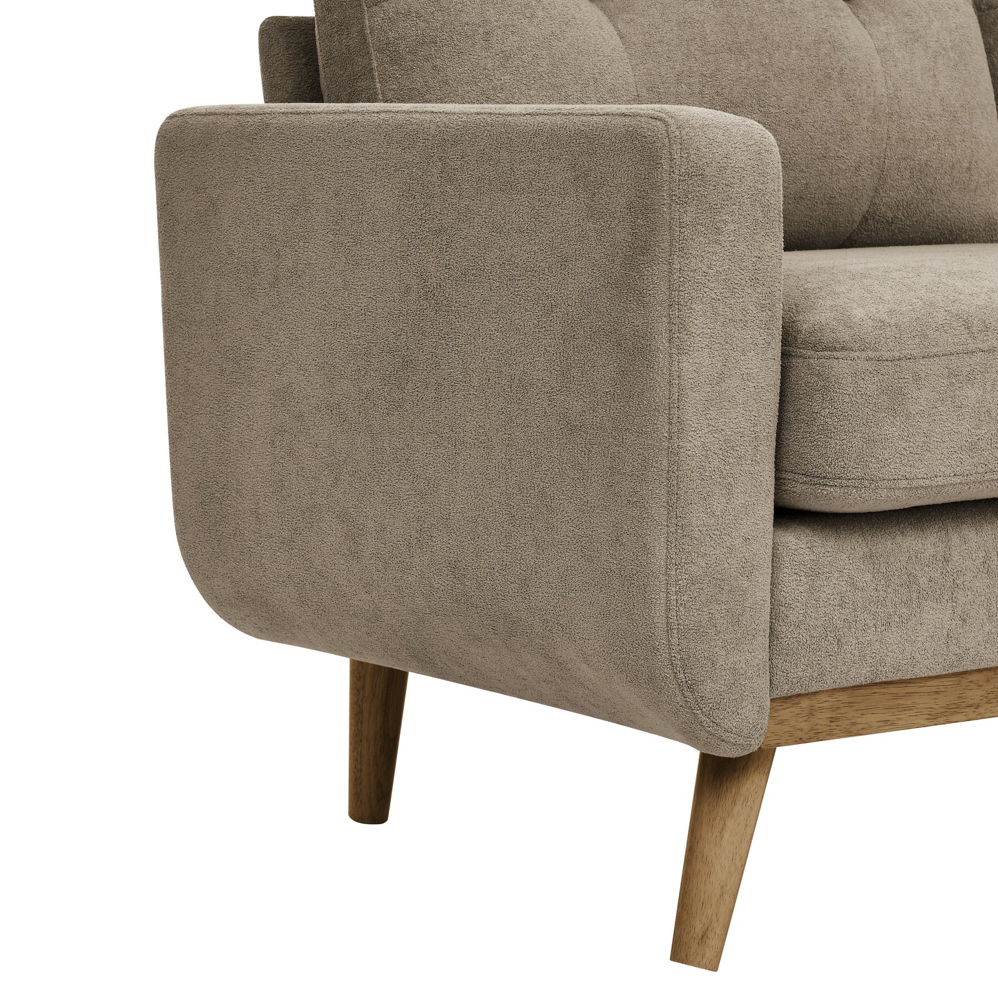 Causeuse capitonnée style milieu de siècle avec pieds en bois - 29,5 po x 67,7 po x 34,6 po