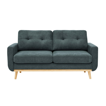 Causeuse capitonnée style milieu de siècle avec pieds en bois - 29,5 po x 67,7 po x 34,6 po