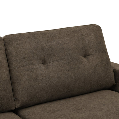 Causeuse capitonnée style milieu de siècle avec pieds en bois - 29,5 po x 67,7 po x 34,6 po