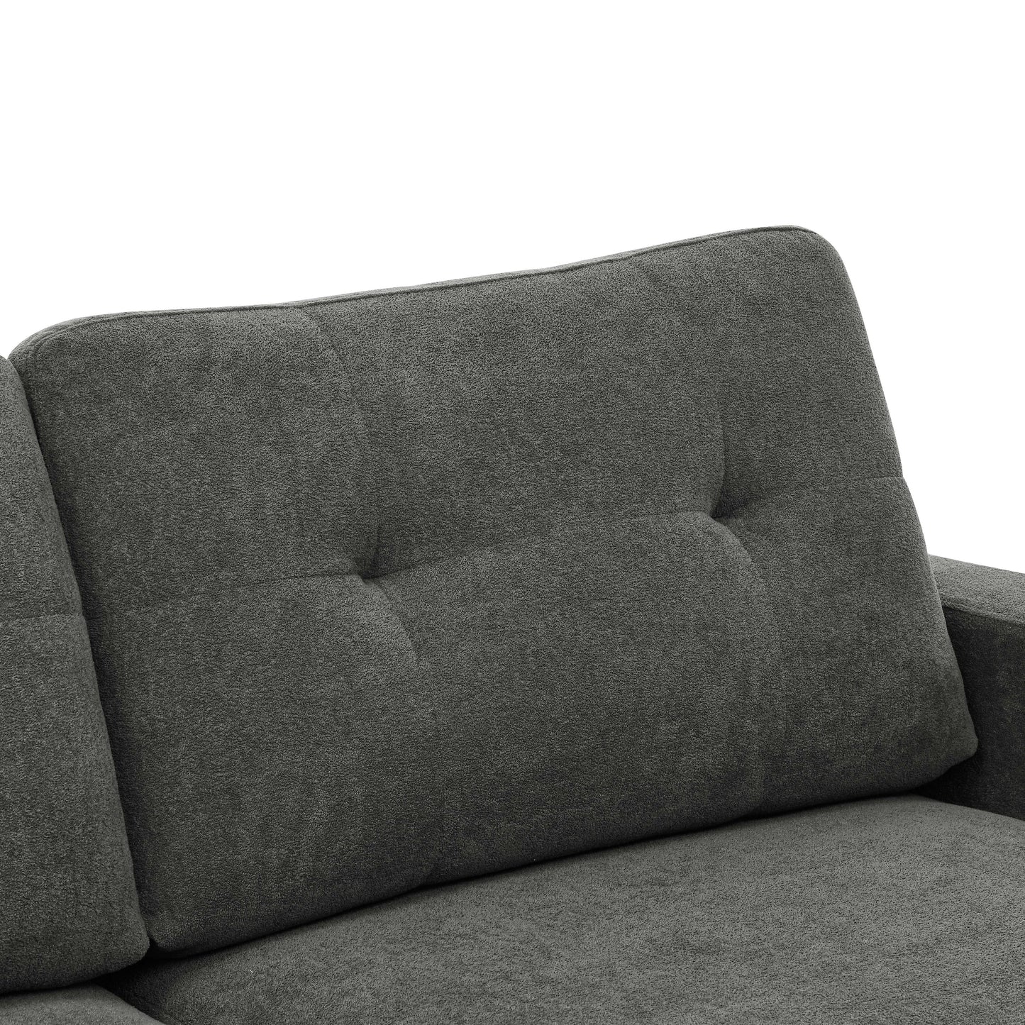 Causeuse capitonnée style milieu de siècle avec pieds en bois - 29,5 po x 67,7 po x 34,6 po