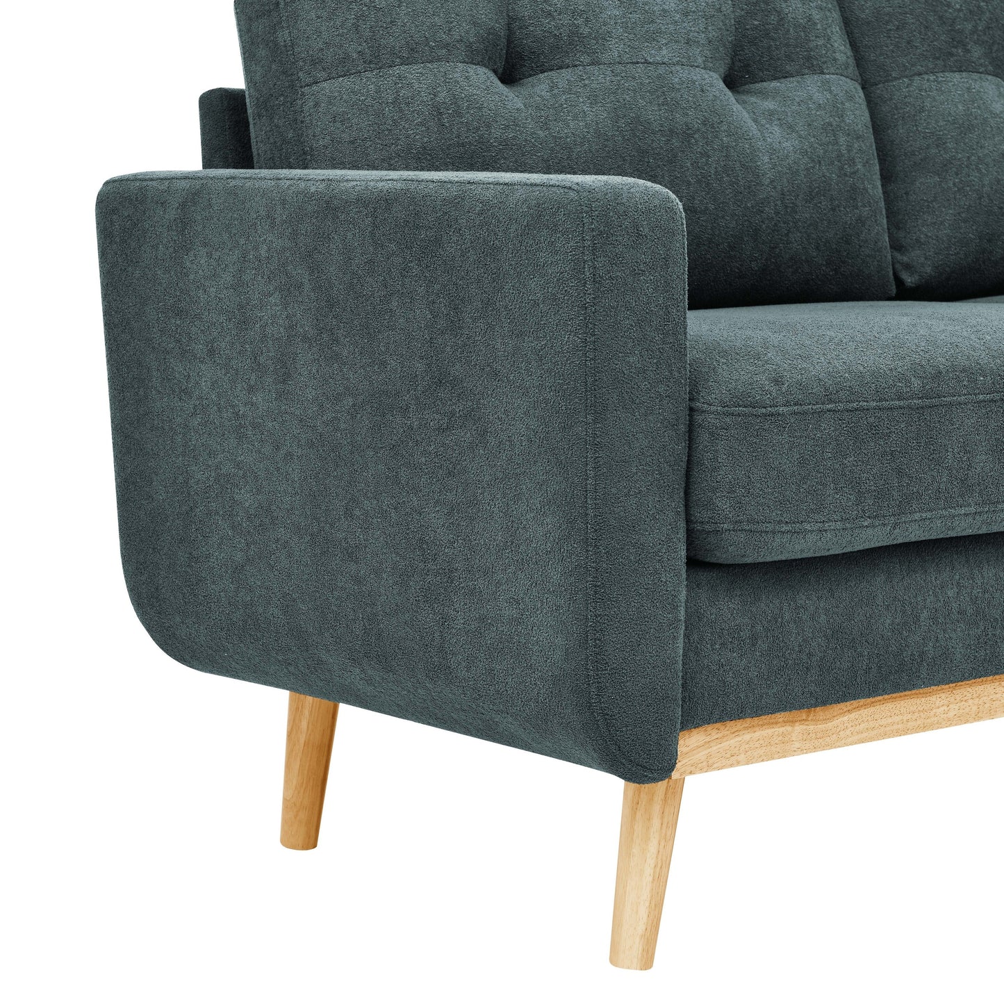 Causeuse capitonnée style milieu de siècle avec pieds en bois - 29,5 po x 67,7 po x 34,6 po