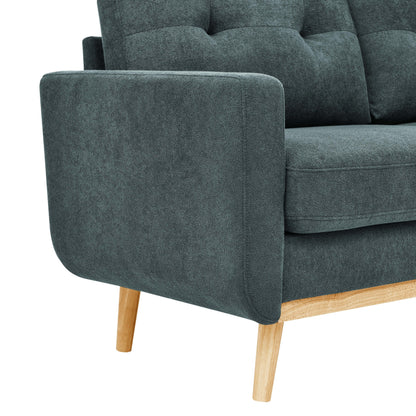 Causeuse capitonnée style milieu de siècle avec pieds en bois - 29,5 po x 67,7 po x 34,6 po