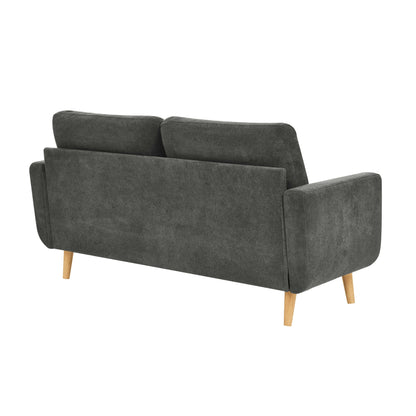 Causeuse capitonnée style milieu de siècle avec pieds en bois - 29,5 po x 67,7 po x 34,6 po