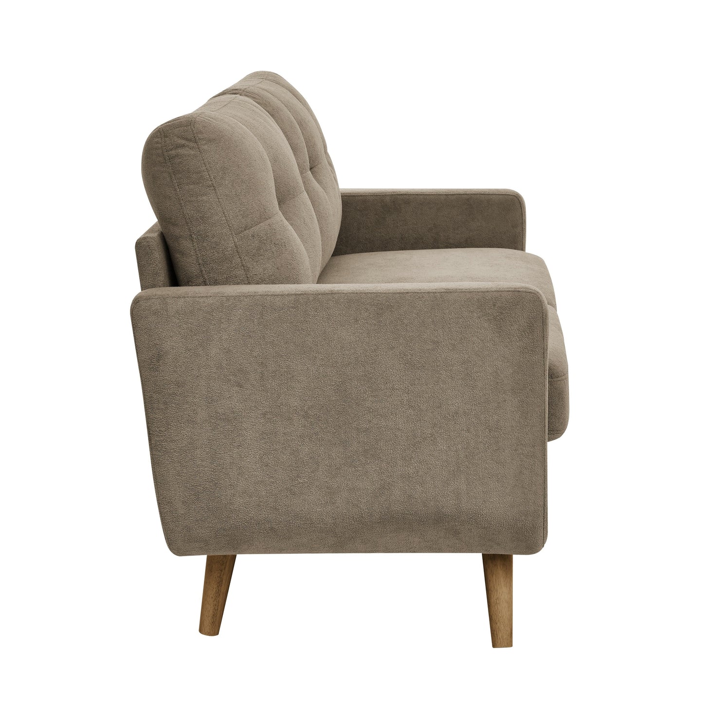 Causeuse capitonnée style milieu de siècle avec pieds en bois - 29,5 po x 67,7 po x 34,6 po