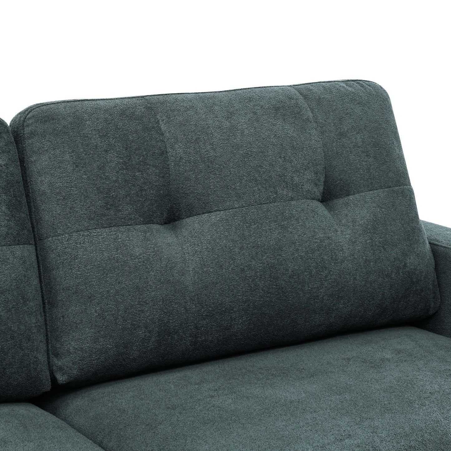 Causeuse capitonnée style milieu de siècle avec pieds en bois - 29,5 po x 67,7 po x 34,6 po