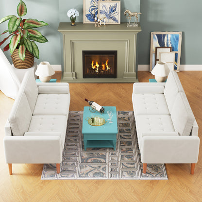 Canapé 3 places rembourré 67,7 avec coussins en mousse haute densité, structure en bois massif et assemblage sans outil