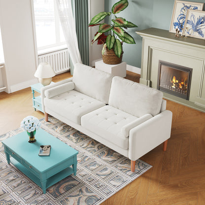 Canapé 3 places rembourré de 67,7 pouces, avec cadre en bois massif, coussins en mousse haute densité, assemblage sans outil