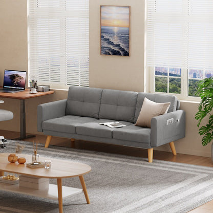 Canapé 3 places de 67 pouces avec accoudoirs moelleux et 3 coussins confortables pour le salon