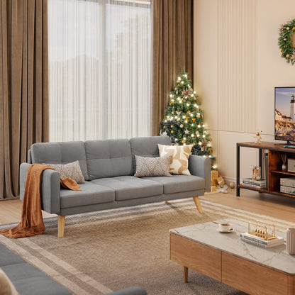 Canapé 3 places de 67 pouces avec accoudoirs moelleux et 3 coussins confortables pour le salon