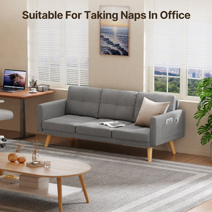 Canapé 3 places de 67 pouces avec accoudoirs moelleux et 3 coussins confortables pour le salon