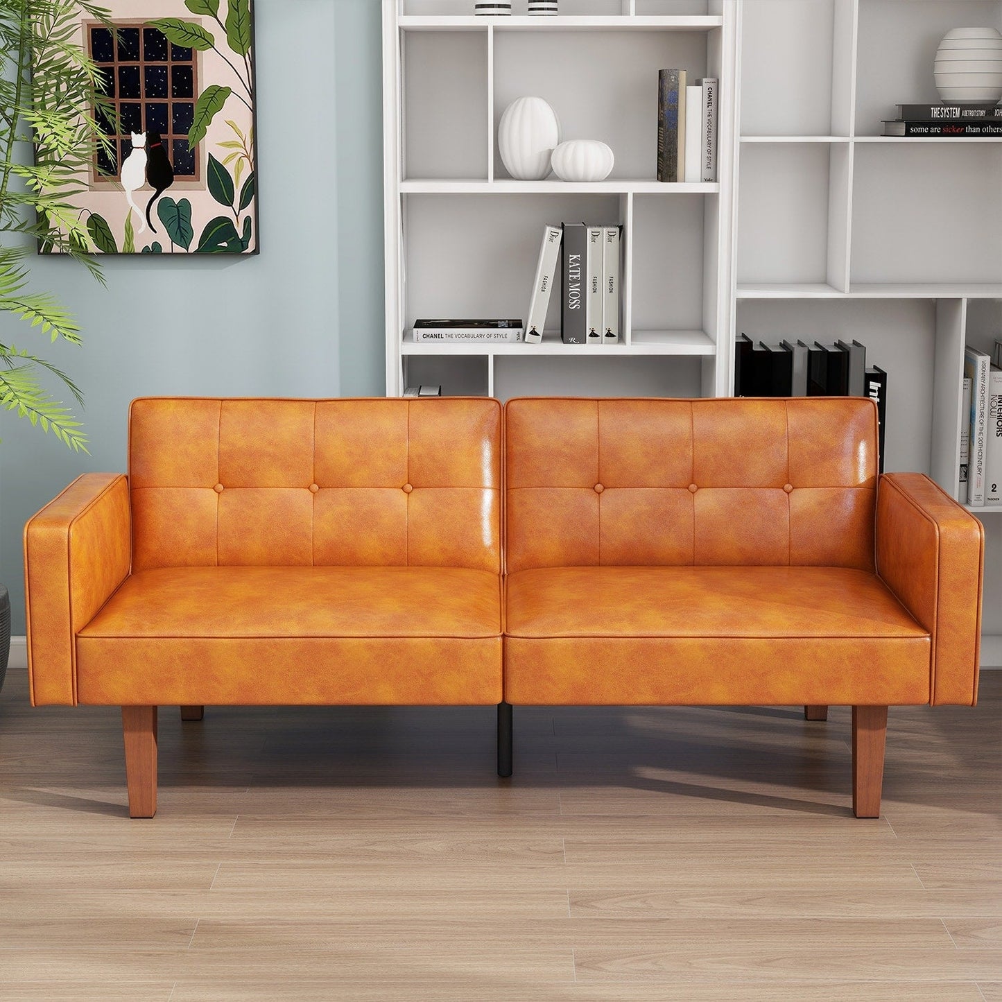 Canapé-lit convertible double de 68 po avec dossier capitonné réglable, 5 couleurs en option – 22,44 po P x 68,11 po L x 28,74 po H