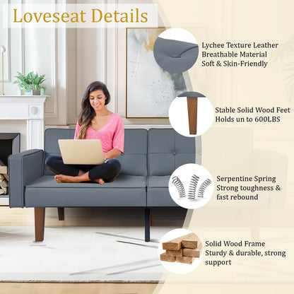 Canapé-lit convertible double de 68 po avec dossier capitonné réglable, 5 couleurs en option – 22,44 po P x 68,11 po L x 28,74 po H