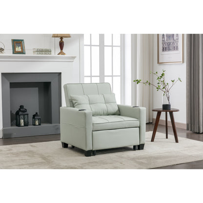 Canapé convertible 3 en 1 en similicuir 68.12 avec ports USB et tissu résistant à l'usure pour le salon