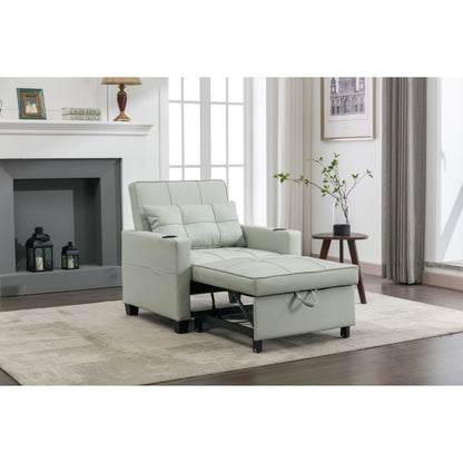 Canapé convertible 3 en 1 en similicuir 68.12 avec ports USB et tissu résistant à l'usure pour le salon