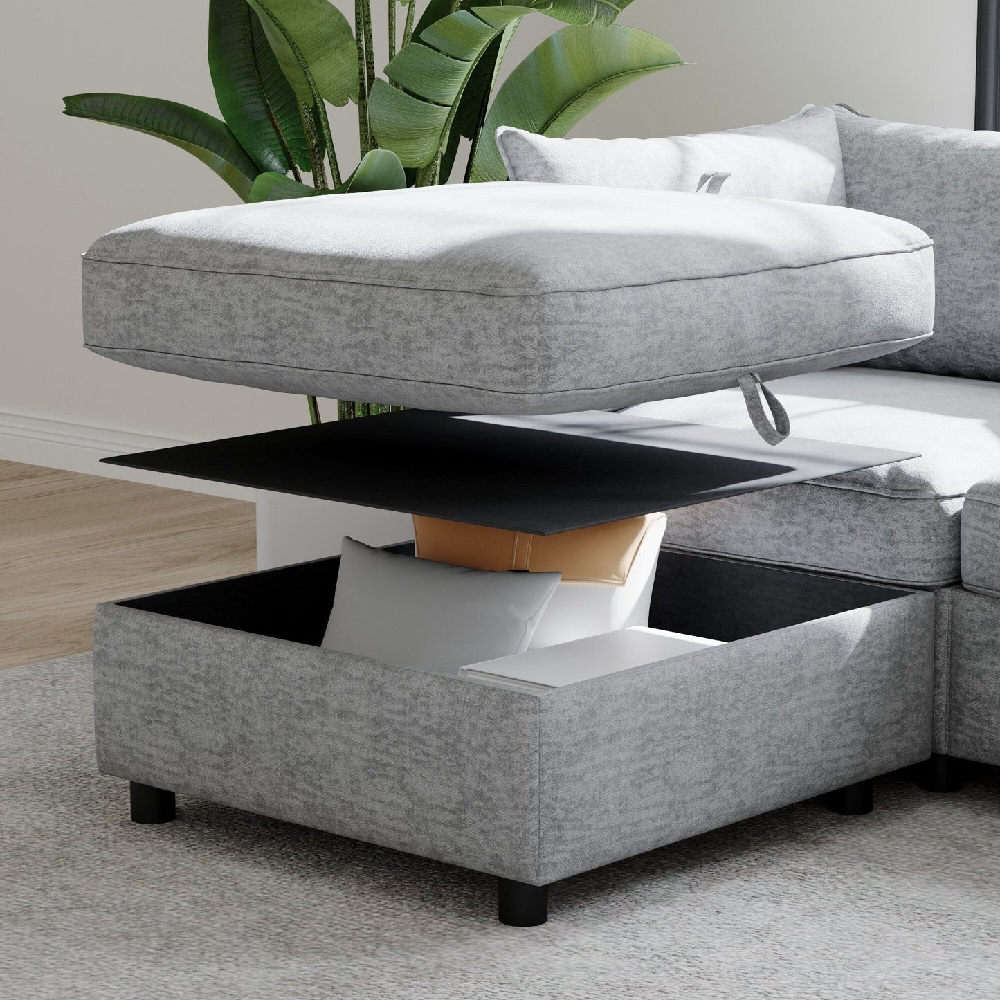 Causeuse en chenille de style milieu de siècle avec rangement dissimulé et capacité de 250 lb