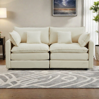 Canapé modulaire sectionnel en chenille de 68 po avec design en L, pouf amovible et configuration 2 places