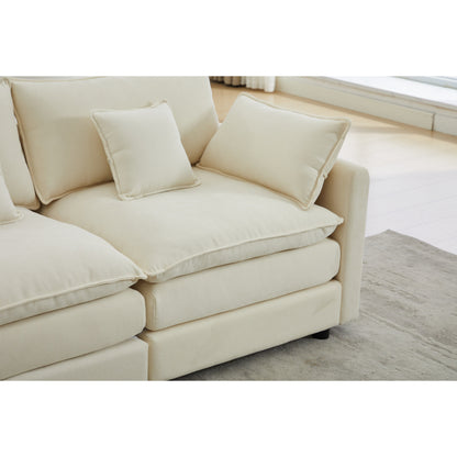 Canapé modulaire sectionnel en chenille de 68 po avec design en L, pouf amovible et configuration 2 places