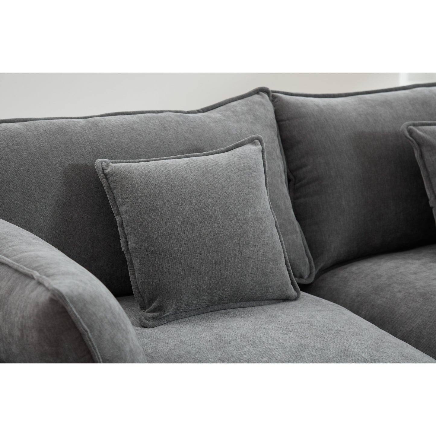 Canapé modulaire sectionnel en chenille de 68 po avec design en L, pouf amovible et configuration 2 places