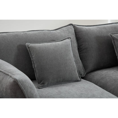 Canapé modulaire sectionnel en chenille de 68 po avec design en L, pouf amovible et configuration 2 places