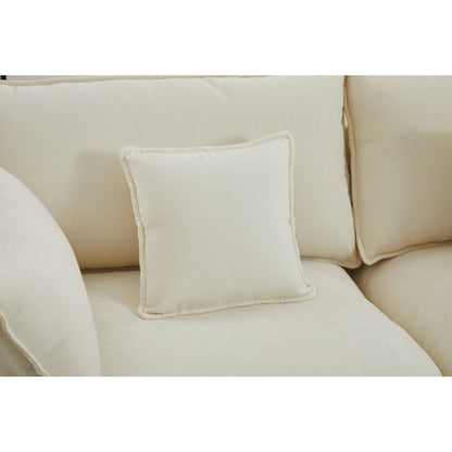 Canapé modulaire sectionnel en chenille de 68 po avec design en L, pouf amovible et configuration 2 places