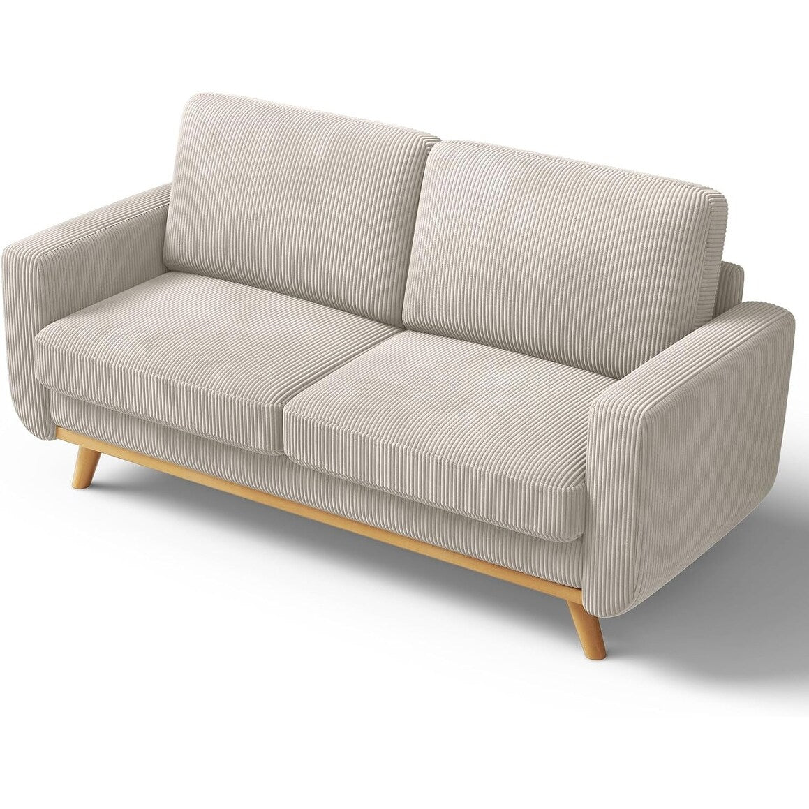 Canapé causeuse en velours côtelé vert 68 pouces - Coussin à ressorts confortable et structure en bois massif, assise profonde et moderne pour salon et bureau