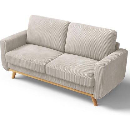 Canapé causeuse en velours côtelé vert 68 pouces - Coussin à ressorts confortable et structure en bois massif, assise profonde et moderne pour salon et bureau