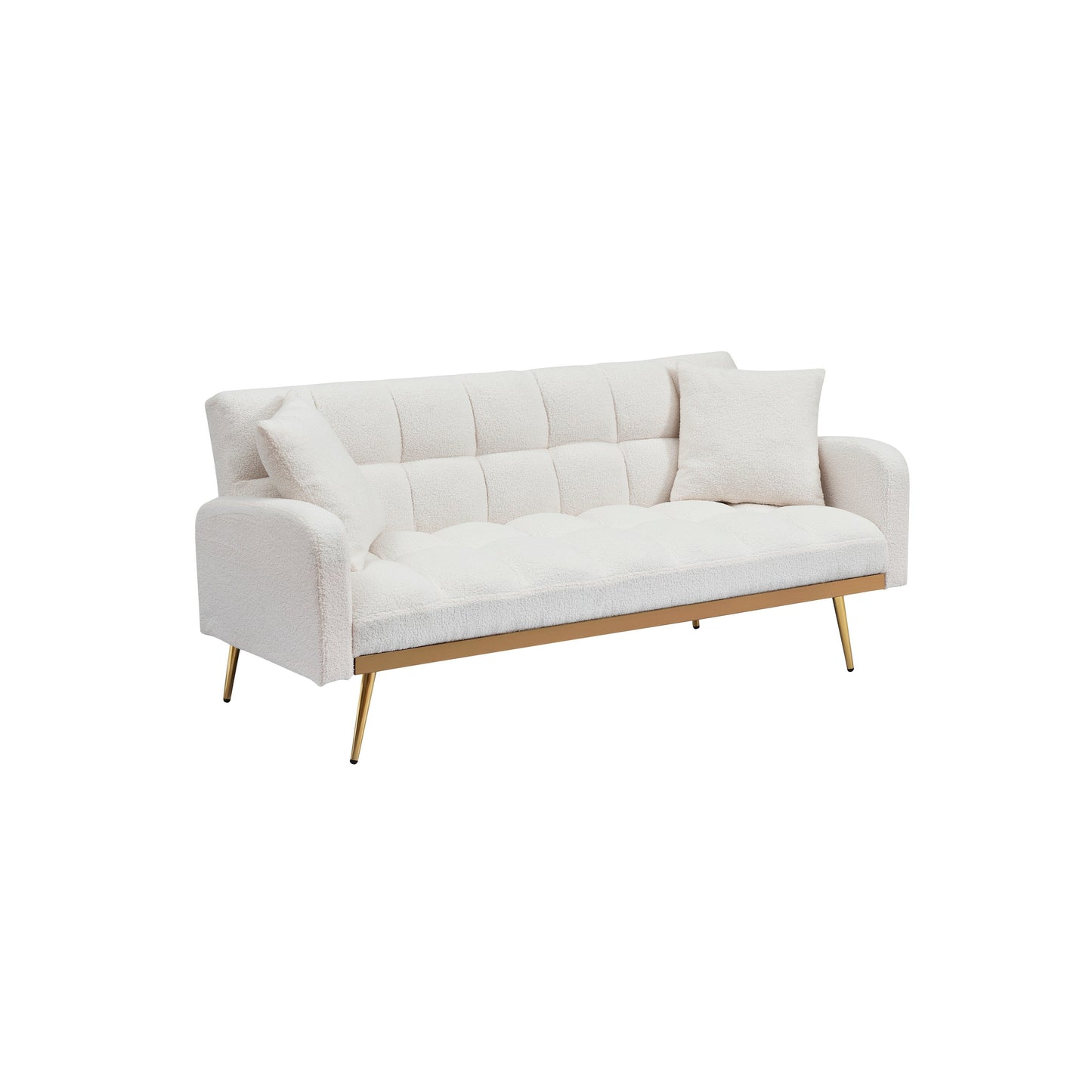 Canapé-lit beige 69 pouces avec canapé Teddy réglable pour petits espaces, salon et chambre