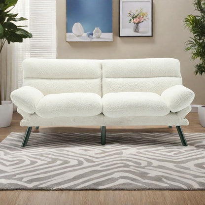 Canapé 2 places en tissu Teddy 70.08 avec coussins épais, pieds en métal et capacité de charge de 600 lb