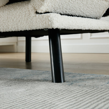 Canapé 2 places en tissu Teddy 70.08 avec coussins épais, pieds en métal et capacité de charge de 600 lb