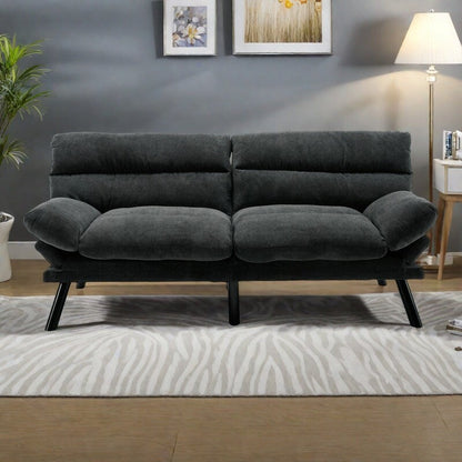 Canapé 2 places en tissu Teddy 70.08 avec coussins épais, pieds en métal et capacité de charge de 600 lb