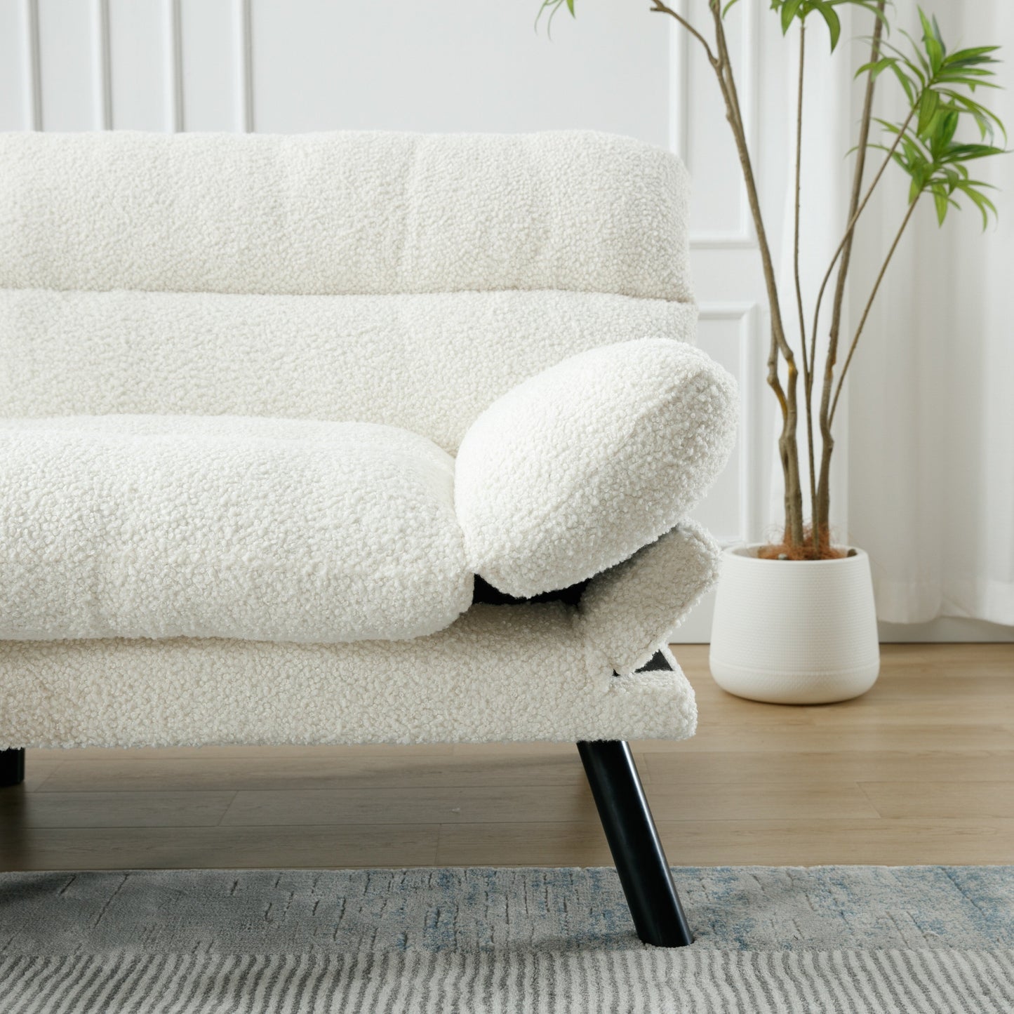 Canapé 2 places en tissu Teddy 70.08 avec coussins épais, pieds en métal et capacité de charge de 600 lb