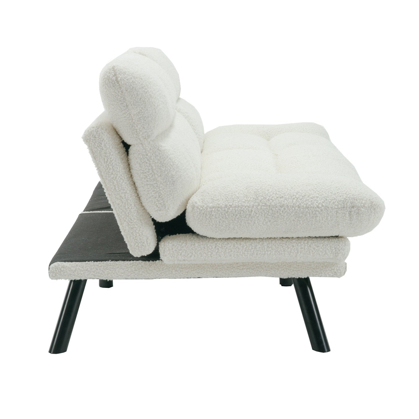 Canapé 2 places en tissu Teddy 70.08 avec coussins épais, pieds en métal et capacité de charge de 600 lb