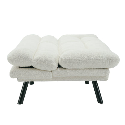 Canapé 2 places en tissu Teddy 70.08 avec coussins épais, pieds en métal et capacité de charge de 600 lb