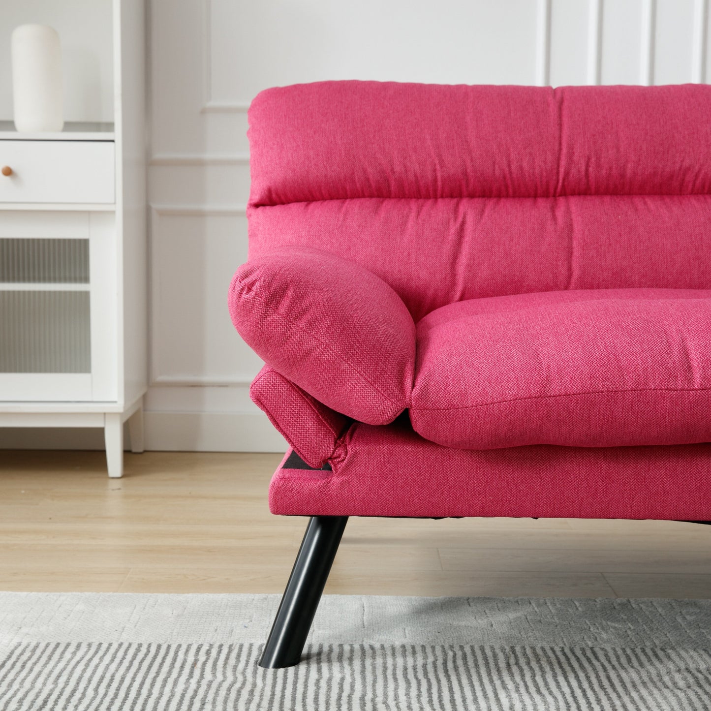 Canapé 2 places en tissu Teddy 70.08 avec coussins épais, pieds en métal et capacité de charge de 600 lb