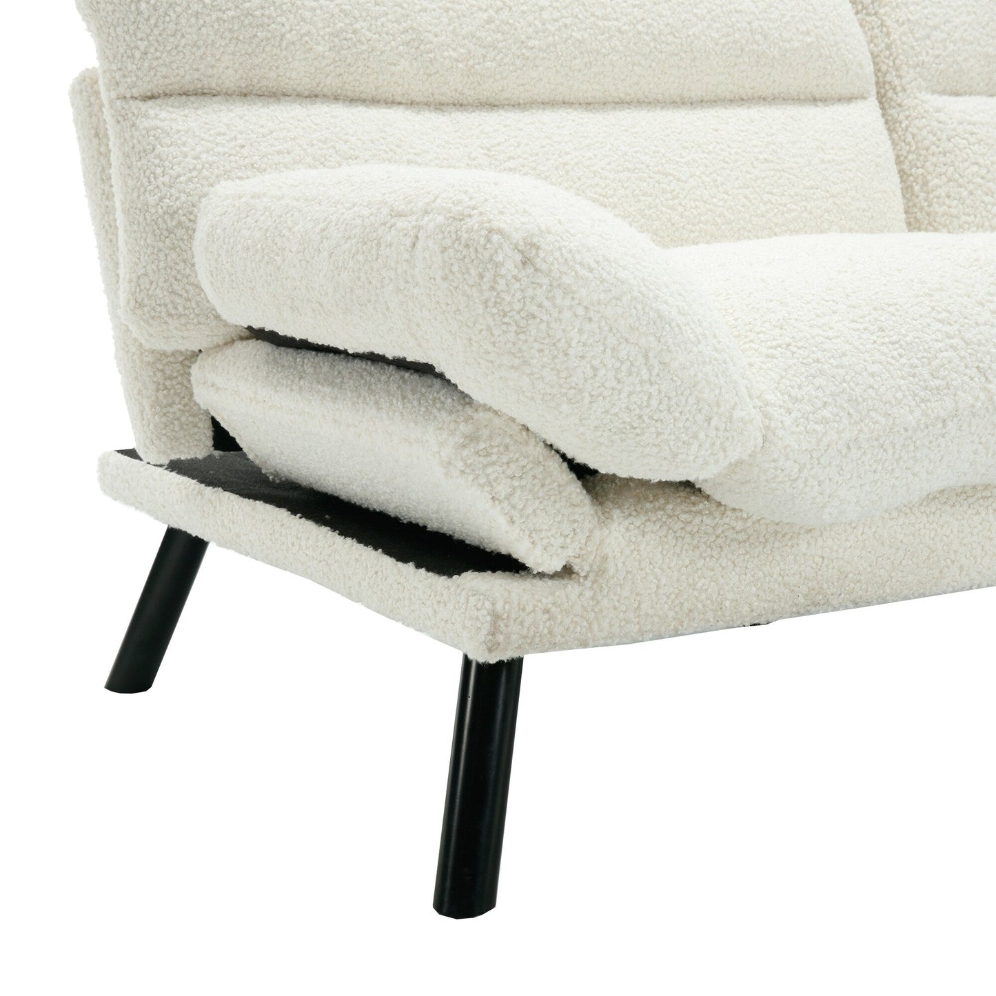 Canapé 2 places en tissu Teddy 70.08 avec coussins épais, pieds en métal et capacité de charge de 600 lb