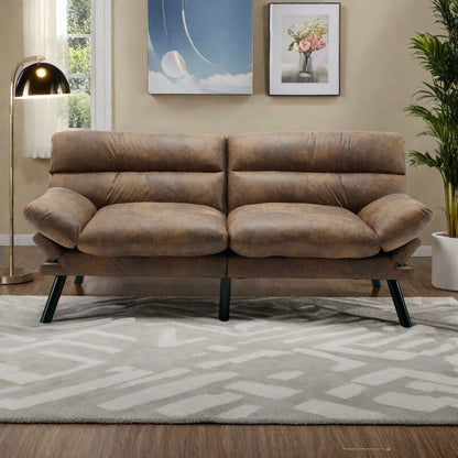 Canapé 2 places en tissu Teddy 70.08 avec coussins épais, pieds en métal et capacité de charge de 600 lb