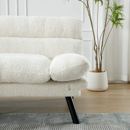 Canapé 2 places en tissu Teddy 70.08 avec coussins épais, pieds en métal et capacité de charge de 600 lb