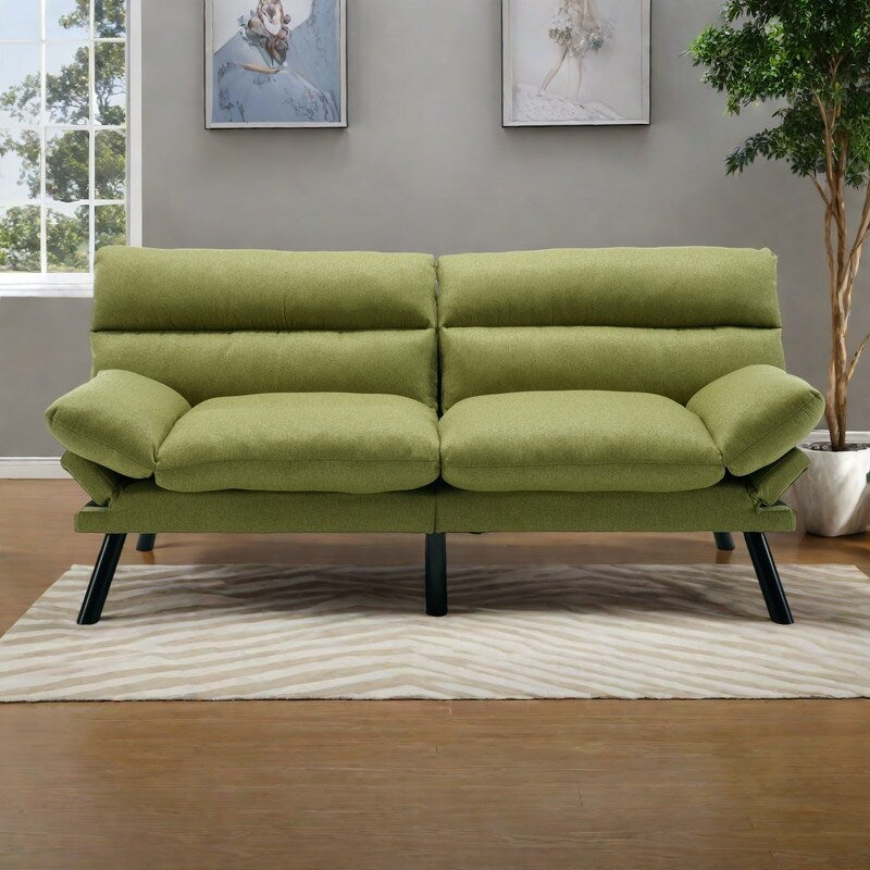 Canapé 2 places en tissu Teddy 70.08 avec coussins épais, pieds en métal et capacité de charge de 600 lb