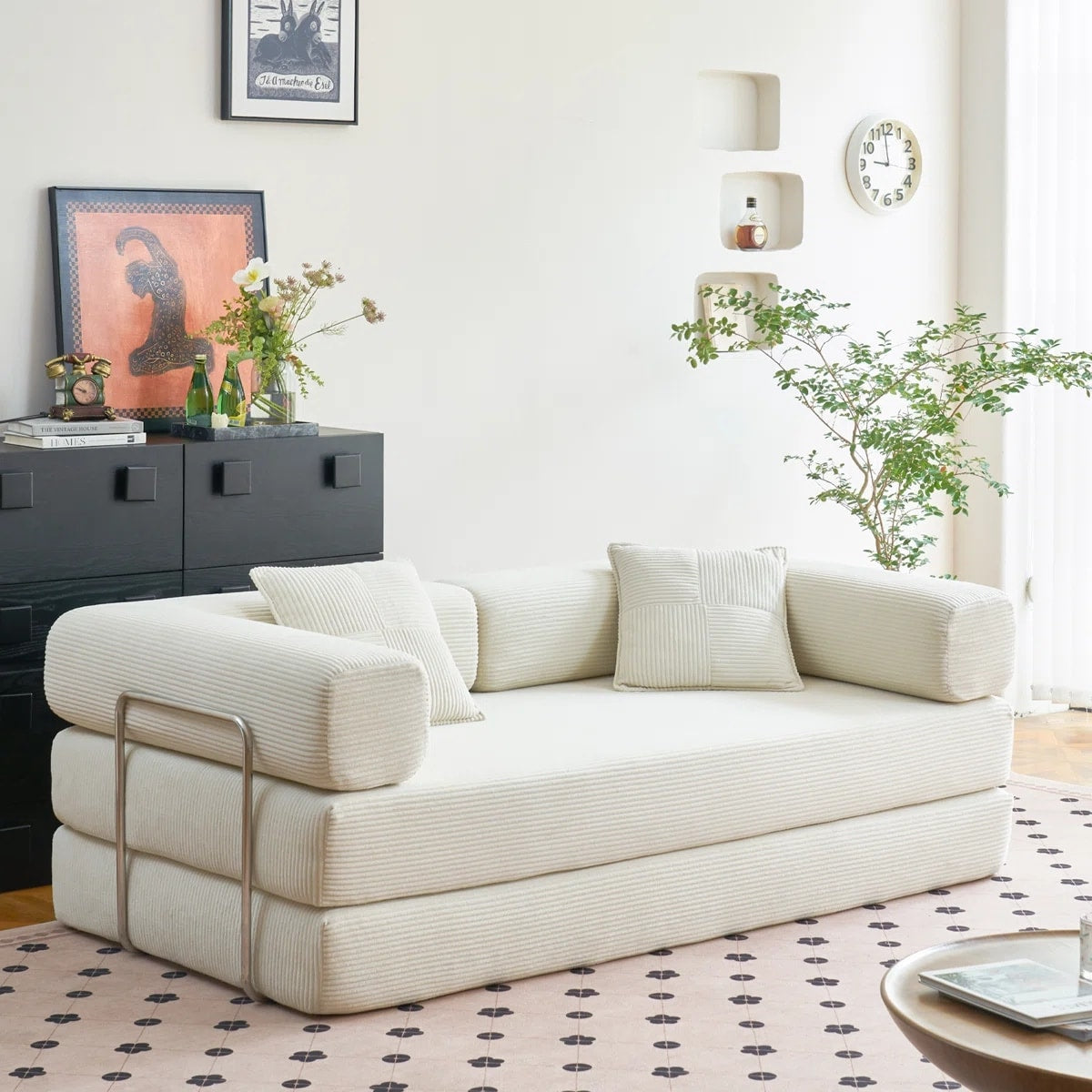 Canapé-lit convertible de 78,8 cm avec coussin de soutien dorsal et accoudoirs