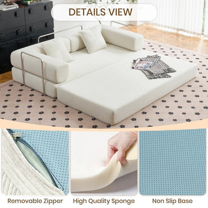 Canapé-lit convertible de 78,8 cm avec coussin de soutien dorsal et accoudoirs