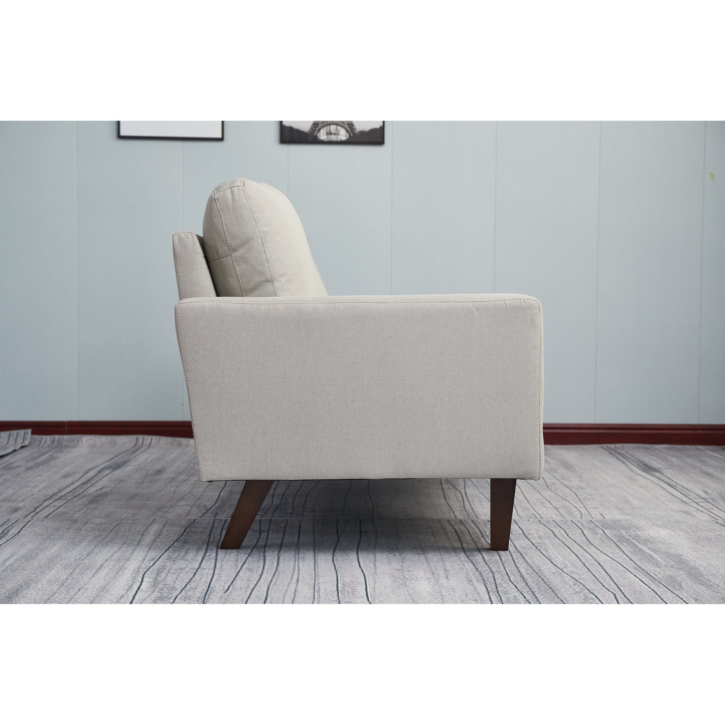 Canapé à accoudoirs carrés en lin Adelaide 70''