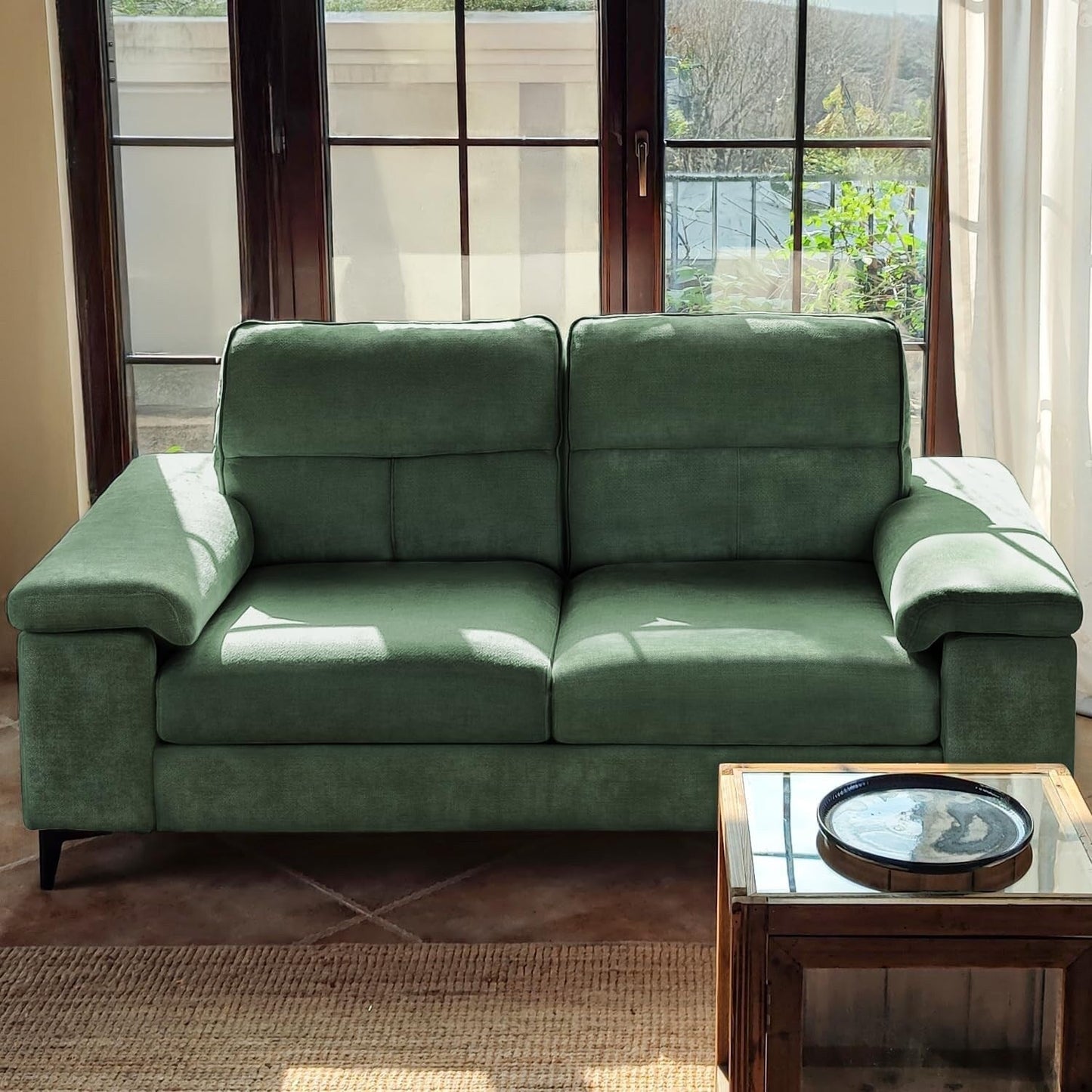 Canapé 2 places en chenille 71,25 po – Assise profonde avec coussin 8 places, accoudoir convertible et housse amovible